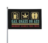 Bandiera Pirata 90X150cm, Gas Grass Or Ass Nobody Riding For Free Colori Vivaci Bandiere da giardino Resistente allo Scolorimento Flag per Interno Ristoranti Conferenza