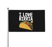 Bandiera Pirata 90X150cm, I Love Birria Tacos Classica Bandiere da Balcone Decorative Striscioni di Bunting per Conferenza Bar Balcone