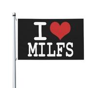 Bandiera Pirata 90X150cm, I Love Milfs Resistente allo Scolorimento Bandiere da giardino Rinforzo Flag per All'aperto Parata Interno