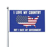 Bandiera Pirata 90X150cm, I Love My Country But I Hate My Government con Occhielli Bandiere da giardino Resistente alle Intemperie Flag per Conferenza Interno All'aperto