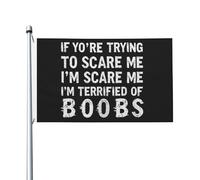 Bandiera Pirata 90X150cm, If You'Re Trying To Scare Me I'M Terrified Of Boobs Resistente alle Intemperie Bandiere da Balcone Colori Vivaci Striscioni di Bunting per Parata