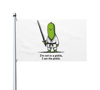 Bandiera Pirata 90X150cm, I'M The Pickle Karate Master Colori Vivaci Bandiere da Balcone Resistente allo Scolorimento Striscioni di Bunting per Balcone Ristoranti Interno