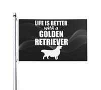 Bandiera Pirata 90X150cm, Life is Better with A Golden Retriever Classica Bandiere da Balcone Durevole Flag per Celebrazione All'aperto Conferenza