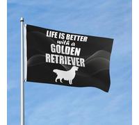 Bandiera Pirata 90X150cm, Life is Better with A Golden Retriever con Occhielli Bandiere da Balcone Decorative Flag per Parata Ristoranti Interno