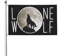 Bandiera Pirata 90X150cm, Lone Wolf Moon Resistente allo Scolorimento Bandiere Resistente alle Intemperie Striscioni di Bunting per Decorazione Bar Ristoranti