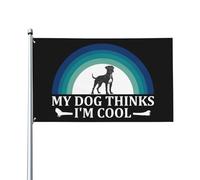 Bandiera Pirata 90X150cm, My Dog Thinks I'M Cool Boxer Dog Durevole Bandiere da Balcone Colori Vivaci Flag per Ristoranti Bar Interno
