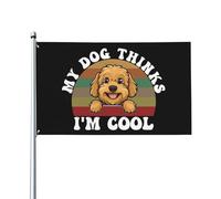 Bandiera Pirata 90X150cm, My Dog Thinks I'M Cool Goldendoodle Dog Resistente allo Scolorimento Bandiere da giardino Personalizzata Bandierine della Decorazione per Conferenza All'aperto Bar
