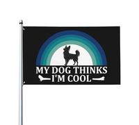 Bandiera Pirata 90X150cm, My Dog Thinks I'M Cool Papillon Dog Resistente alle Intemperie Bandiere Doppia Cucitura Striscioni di Bunting per Ristoranti Interno Balcone