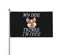Bandiera Pirata 90X150cm, My Dog Thinks I'M Cool Shiba Dog Resistente alle Intemperie Bandiere da giardino Classica Striscioni di Bunting per Conferenza Bar Giardino