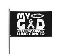 Bandiera Pirata 90X150cm, My God Is Stronger Than Lung Cancer Awareness Fighter Durevole Bandiere da Balcone Rinforzo Flag per Esterno Conferenza All'aperto