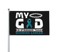 Bandiera Pirata 90X150cm, My God Is Stronger Than Ovarian Cancer Awareness Fighter Resistente allo Scolorimento Bandiere da giardino Colori Vivaci Flag per Conferenza Balcone Giardino