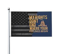 Bandiera Pirata 90X150cm, My Rights Don't End Where Your Feelings Begin Doppia Cucitura Bandiere Colori Vivaci Bandierine della Decorazione per Conferenza Balcone Interno
