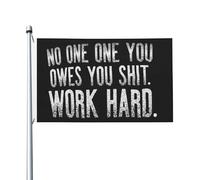 Bandiera Pirata 90X150cm, No One Owes You Shit Work Hard Rinforzo Bandiere da Balcone Doppia Cucitura Bandierine della Decorazione per Bar All'aperto Balcone
