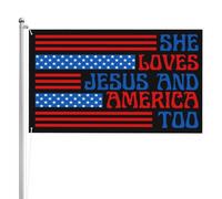 Bandiera Pirata 90X150cm, She Loves Jesus And America Too Classica Bandiere Resistente alle Intemperie Bandierine della Decorazione per Ristoranti Conferenza All'aperto