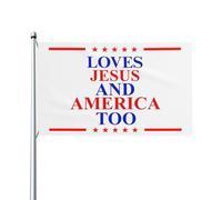 Bandiera Pirata 90X150cm, She Loves Jesus And America Too Colori Vivaci Bandiere da giardino Poliestere Striscioni di Bunting per Giardino Ristoranti Bar