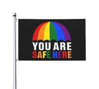 Bandiera Pirata 90X150cm, You Are Safe Here con Occhielli Bandiere da giardino Resistente allo Scolorimento Bandierine della Decorazione per Conferenza Interno Decorazione