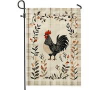 Bandiera Pirata Autumn Harvest Rooster Rustic Black and Red Chicken Rinforzo Bandiere da giardino Stampa Bandierine per Ristoranti Balcone 30x45cm