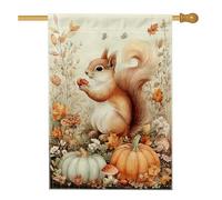 Bandiera Pirata Autumn Squirrel Orange Fall Leaves Pumpkin 30X45Cm Bandiera Da Giardino Non Sbiadisce Facilmente Doppia Faccia Striscione Per Esterni Il Portico Fattoria