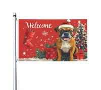 Bandiera Pirata Boxer Dog Christmas Xmas Welcome Winter Bandiere Da Giardino Con Occhielli Appendere Bandiere Da Cortile Per Balcone Patio Spiaggia 90X150Cm