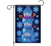Bandiera Pirata Christmas Winter Snowman Cute Stacked Snowmen With Snowflakes Bandiere Da Balcone Con Occhielli Resistente Alle Intemperie Flag Per Conferenza Interno Esterno 70X102Cm