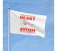 Bandiera Pirata Classica Bandiere Da Giardino A Big Piece Of My Heart Autism And He'S My Brother Doppia Cucitura Bandierine Della Decorazione Per All'Aperto Conferenza Ristoranti 90X150Cm