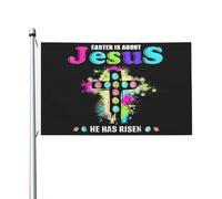 Bandiera Pirata Colori Vivaci Bandiere Easter Is About Jesus He Has Risen Happy Easter Day Doppia Cucitura Flag Per Decorazione Balcone Interno 90X150Cm