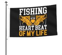 Bandiera Pirata Colori Vivaci Bandiere Fishing Is The Heart Beat Of My Life Con Occhielli Flag Per Celebrazione Interno Decorazione 90X150Cm