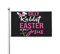 Bandiera Pirata Colori Vivaci Bandiere Happy Easter Day Silly Rabbit Easter Is For Jesus Leopard Cross Resistente Allo Scolorimento Flag Per Giardino Interno All'Aperto 90X150Cm