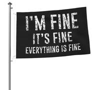 Bandiera Pirata Con Occhielli Bandierine Della Decorazione I'M Fine It'S Fine Everything Is Fine Rinforzo Bandiere Da Giardino Per Balcone Interno All'Aperto 90X150Cm