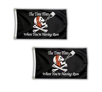 Bandiera pirata con teschio, 1,5 x 0,9 m, con occhielli in ottone, poliestere, per caccia al tesoro, feste, decorazione di Halloween, bar, barca, giardino, 2 pezzi