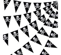 Bandiera pirata con teschio, bandiere pirata con teschio, bandiere triangolari per navi pirata, forniture per Halloween, feste di compleanno, decorazioni per interni ed esterni