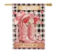 Bandiera Pirata Cowboy Boots Western Romantic Roses Hearts Bandiere Da Balcone Classica Durevole Flag Per Esterno All'Aperto Bar 70X102Cm