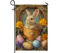 Bandiera Pirata Cute Bunny in Cup Pastel Colorful Easter Resistente alle Intemperie Bandiere Colori Vivaci Flag per Ristoranti Celebrazione 30x45cm