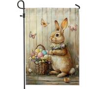Bandiera Pirata Cute Bunny with Easter Eggs and Butterflies Decorative Bandiere da giardino Personalizzata Bandierine per Giardino Conferenza 30x45cm