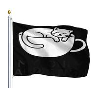 Bandiera Pirata Decorative Bandiere Da Giardino Sleeping Cat In Coffee Cup, My Only Addiction Funny Doppia Cucitura Bandierine Per All'Aperto Interno Esterno 90X150Cm