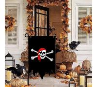 Bandiera pirata di Halloween, stendardo con teschio e incrociate, decorazione
