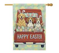 Bandiera Pirata Dogs Fanciful Easter Eggs Flowers Easter Pastel Green Bandiere Con Occhielli Durevole Bandierine Per Giardino Conferenza Interno 70X102Cm