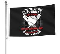 Bandiera Pirata Doppia Cucitura Bandiere Da Giardino Baseball Throws Gurveballs Left Right But God Gave Me Rinforzo Bandierine Per Celebrazione Interno Bar 90X150Cm