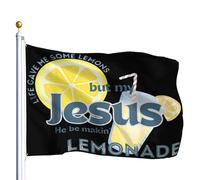 Bandiera Pirata Doppia Cucitura Bandiere Da Giardino Life Gave Me Some Lemons But My Jesus He Be Making Lemonade Resistente Allo Scolorimento Flag Per Balcone All'Aperto Parata 90X150Cm