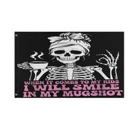 Bandiera Pirata Doppia Cucitura Bandiere When It Comes To My Child I Will Smile In My Mugshot Durevole Flag Per Balcone Bar Ristoranti 90X150Cm