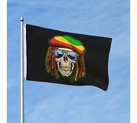 Bandiera Pirata Doppia Cucitura, Braided Skull And Sunglasses Resistente Allo Scolorimento Bandiere Per All'Aperto Balcone Flag 90X150Cm