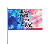 Bandiera Pirata Doppia Cucitura, God So Loved The World That He Gave His Only Son John 3:16 Durevole Bandiere Da Giardino Per Conferenza Giardino Bandierine Della Decorazione 90X150Cm