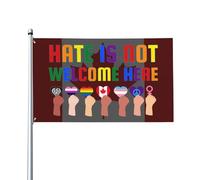 Bandiera Pirata Doppia Cucitura, Hate Is Not Welcome Here Rainbow Canada Lgbtq Resistente Alle Intemperie Bandiere Per Giardino Parata Bandierine 90X150Cm