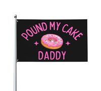 Bandiera Pirata Doppia Cucitura, Pound My Cake Daddy Hat Birthday Classica Bandiere Da Giardino Per Interno Esterno Bandierine Della Decorazione 90X150Cm