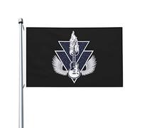 Bandiera Pirata Doppia Cucitura, Rock Metal Dark Guitar Instruments With Stars Personalizzata Bandiere Per Conferenza Balcone Flag 90X150Cm
