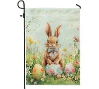 Bandiera Pirata Easter Bunny Cute Brown Rabbit with Colorful Eggs Personalizzata Bandiere da Balcone Poliestere Flag per Interno Esterno 30x45cm