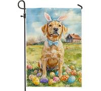 Bandiera Pirata Easter Bunny Lab Dog Yellow Animal Doppia Cucitura Bandiere da giardino Stampa Flag per Esterno Interno 30x45cm