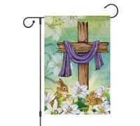Bandiera Pirata Easter Cross Bunny Lilies Yard He Is Risen For Religion Spring 30X45Cm Bandiera All'Aperto Stagionale Resistenti Bandiere Da Parete Per Parete Dormitorio Casa