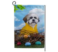 Bandiera Pirata Easter Shih Tzu Puppy Playing Stampa Bandiere da giardino Poliestere Bandierine della Decorazione per Interno Esterno 30x45cm