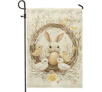 Bandiera Pirata Easter Spring Bunny & Chick Beige Rinforzo Bandiere Decorative Flag per Decorazione All'aperto 30x45cm